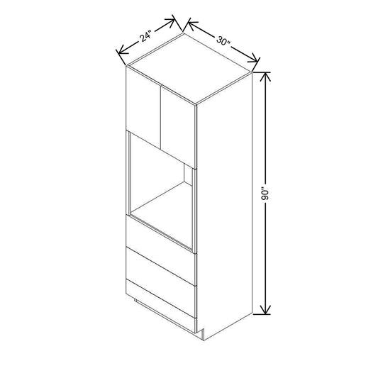 CNC Luxor 5-Piece White 30" W X 90" H Double Door Oven Cabinet