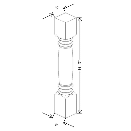 CNC Concord Newport White 5" W X 34 1/2" H Large Turnpost