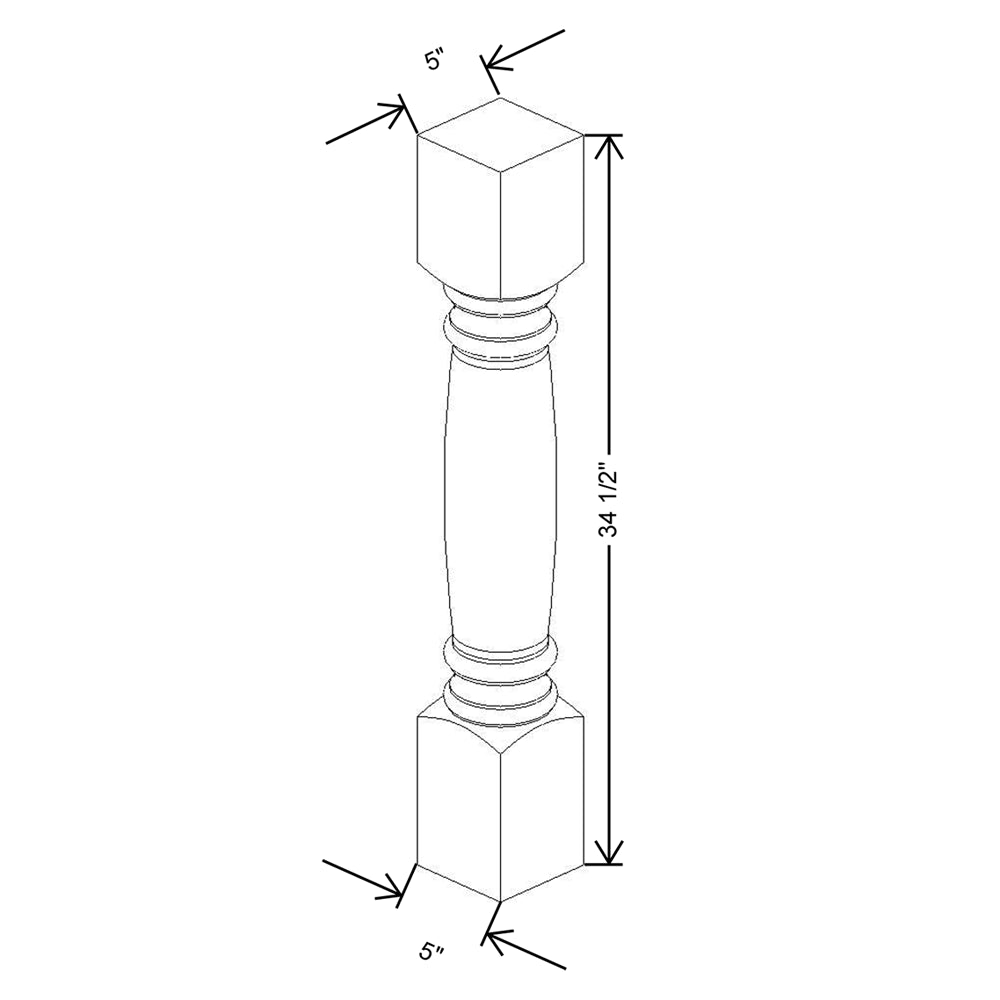 CNC Concord Sydney White 5" W X 34 1/2" H Large Turnpost