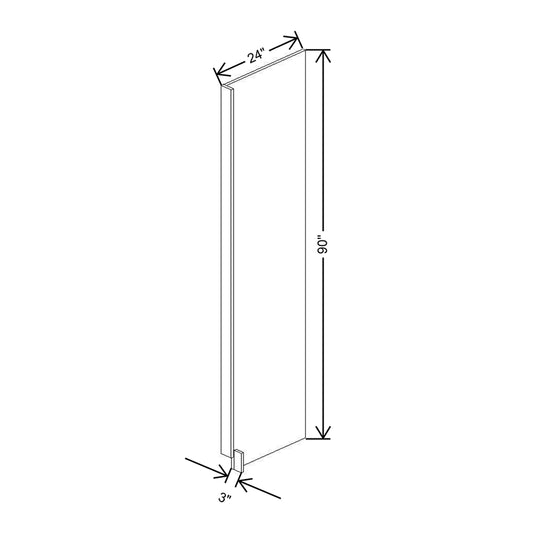 CNC Luxor White 3" W X 90" H X 24" D Refrigerator End Panel