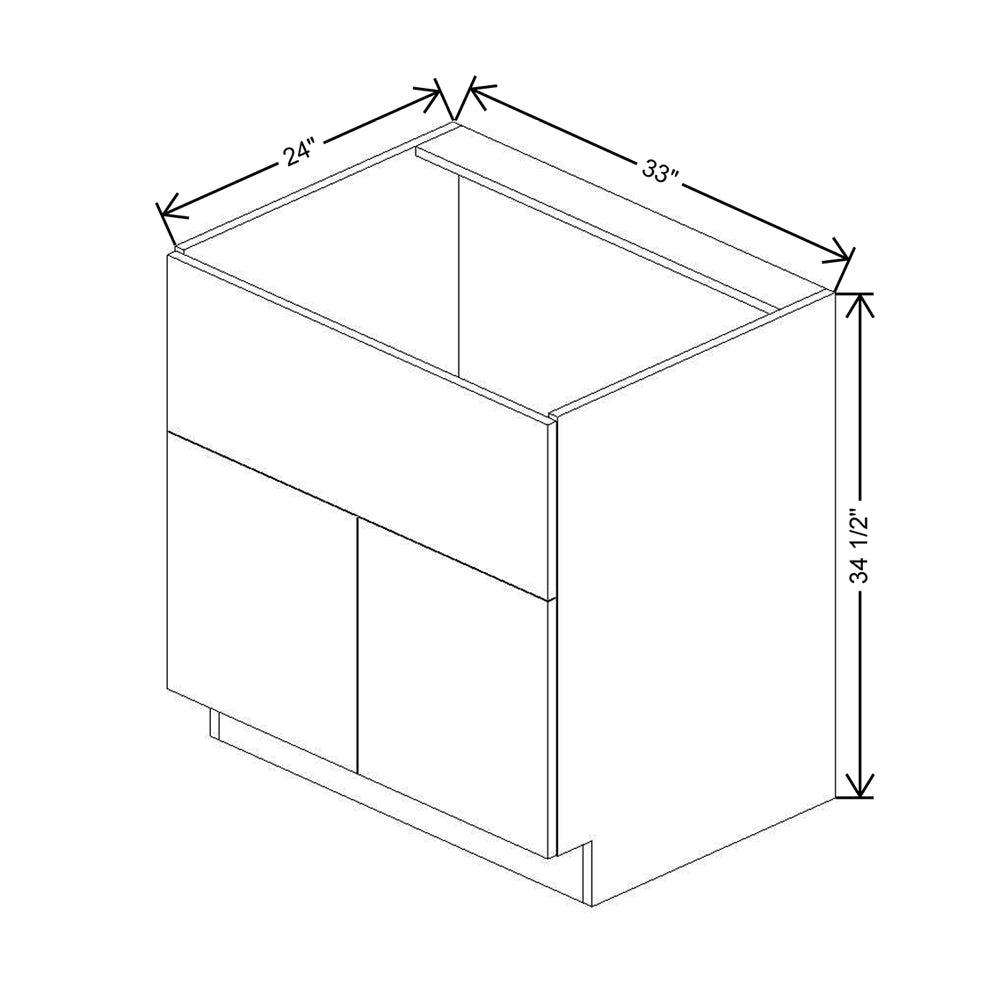 CNC Classic Milano Mirage 33" W Double Door Farm Sink Base Cabinet