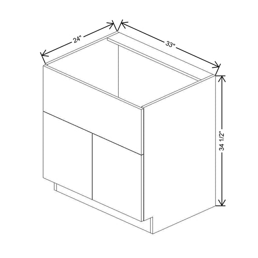 CNC Classic Broadway Graphite 33" W Double Door Farm Sink Base Cabinet