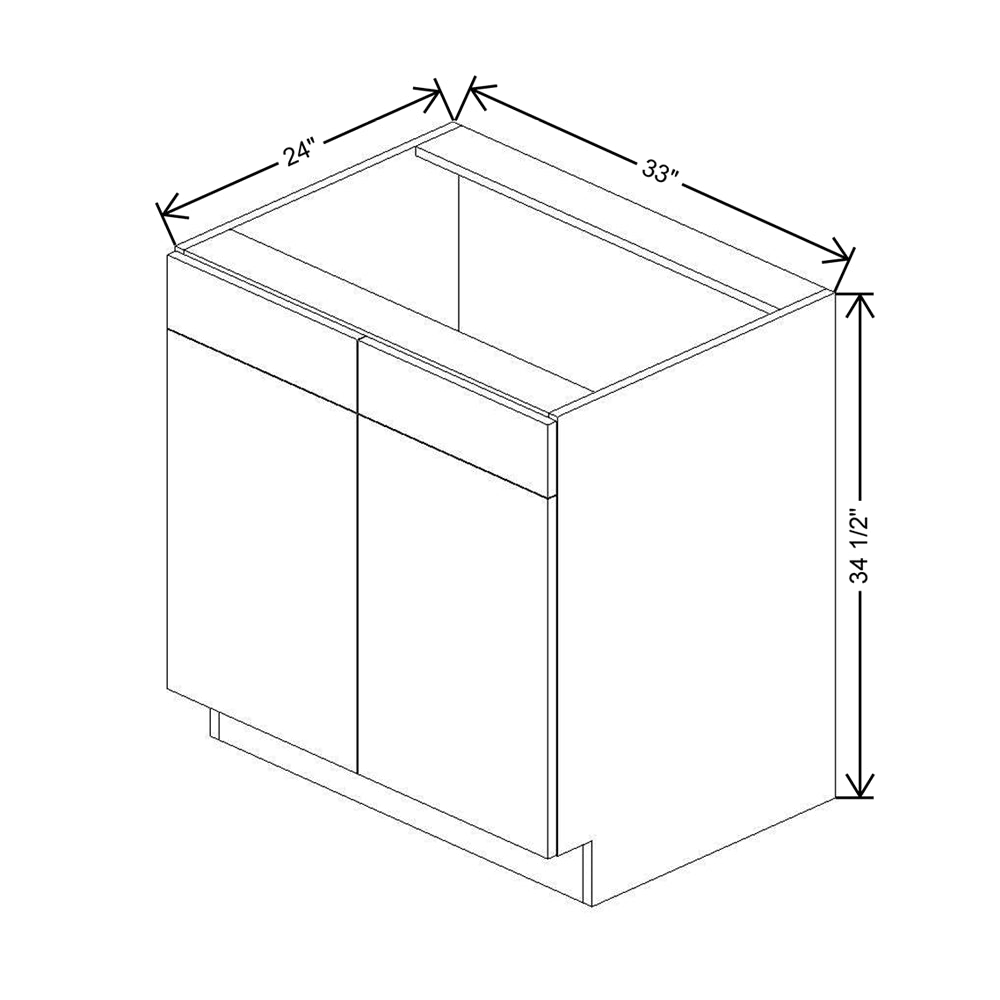 CNC Concord Elegant Ocean 33" W 2 Drawer Front Double Door Sink Base Cabinet
