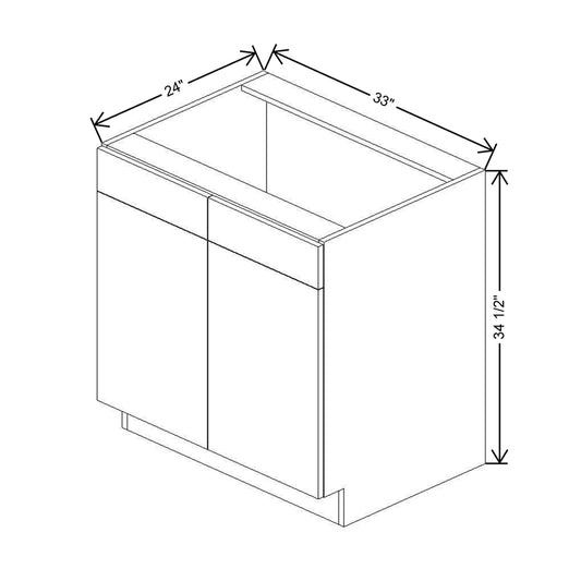 CNC Classic Milano Ash 33" W 2 Drawer Front Double Door Sink Base Cabinet