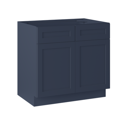 Sink Base Kitchen Cabinet SB36 Danbury Blue LessCare 36 in. width 34.5 in. height 24 in. depth