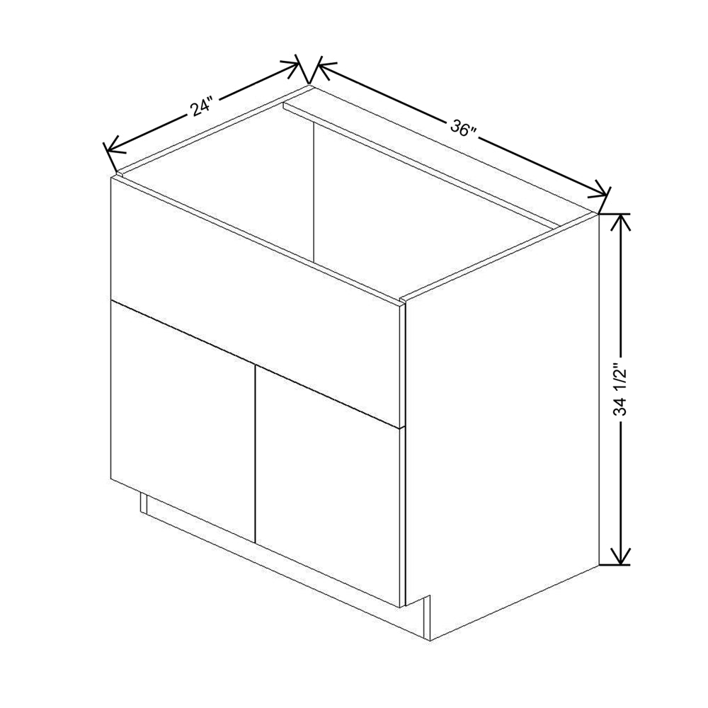 CNC Classic Milano Mirage 36" W Double Door Farm Sink Base Cabinet