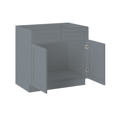 Sink Base Kitchen Cabinet SB36 Colonial Gray LessCare 36 in. width 34.5 in. height 24 in. depth