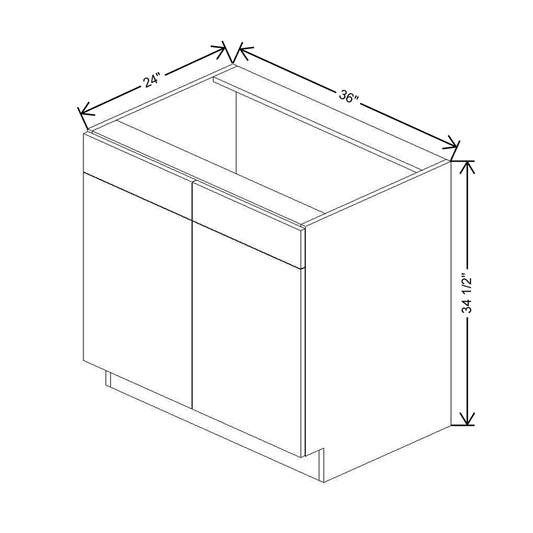 CNC Luxor 5-Piece Smoky Grey 36" W 2 Drawer Front Double Door Sink Base Cabinet