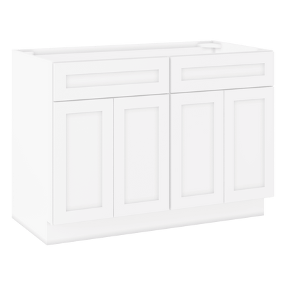 Sink Base Kitchen Cabinet SB48 Alpina White LessCare 48 in. width 34.5 in. height 24 in. depth