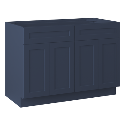 Sink Base Kitchen Cabinet SB48 Danbury Blue LessCare 48 in. width 34.5 in. height 24 in. depth