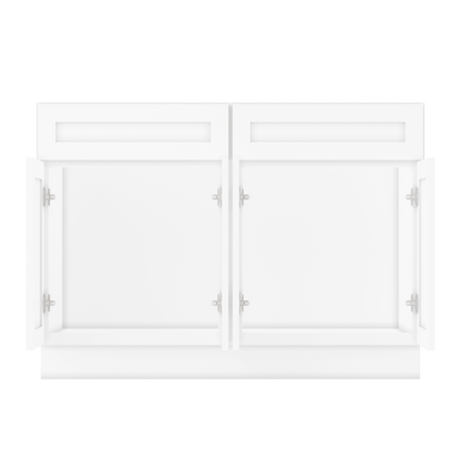 Sink Base Kitchen Cabinet SB48 Alpina White LessCare 48 in. width 34.5 in. height 24 in. depth