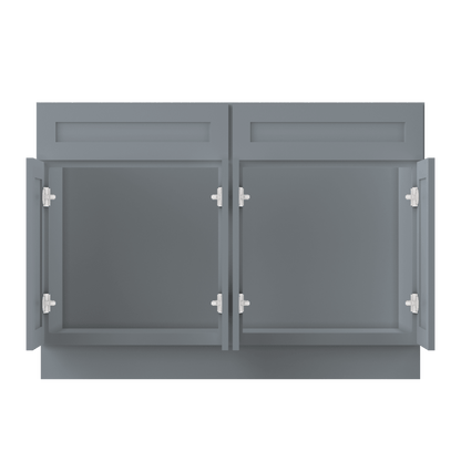 Sink Base Kitchen Cabinet SB48 Colonial Gray LessCare 48 in. width 34.5 in. height 24 in. depth