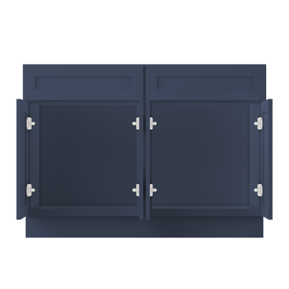 Sink Base Kitchen Cabinet SB48 Danbury Blue LessCare 48 in. width 34.5 in. height 24 in. depth