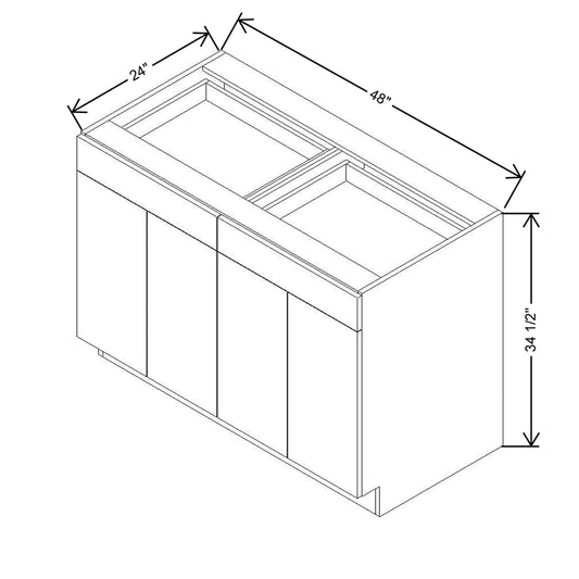 CNC Luxor 5-Piece White 48" W 2 Drawer Four Door Sink Base Cabinet