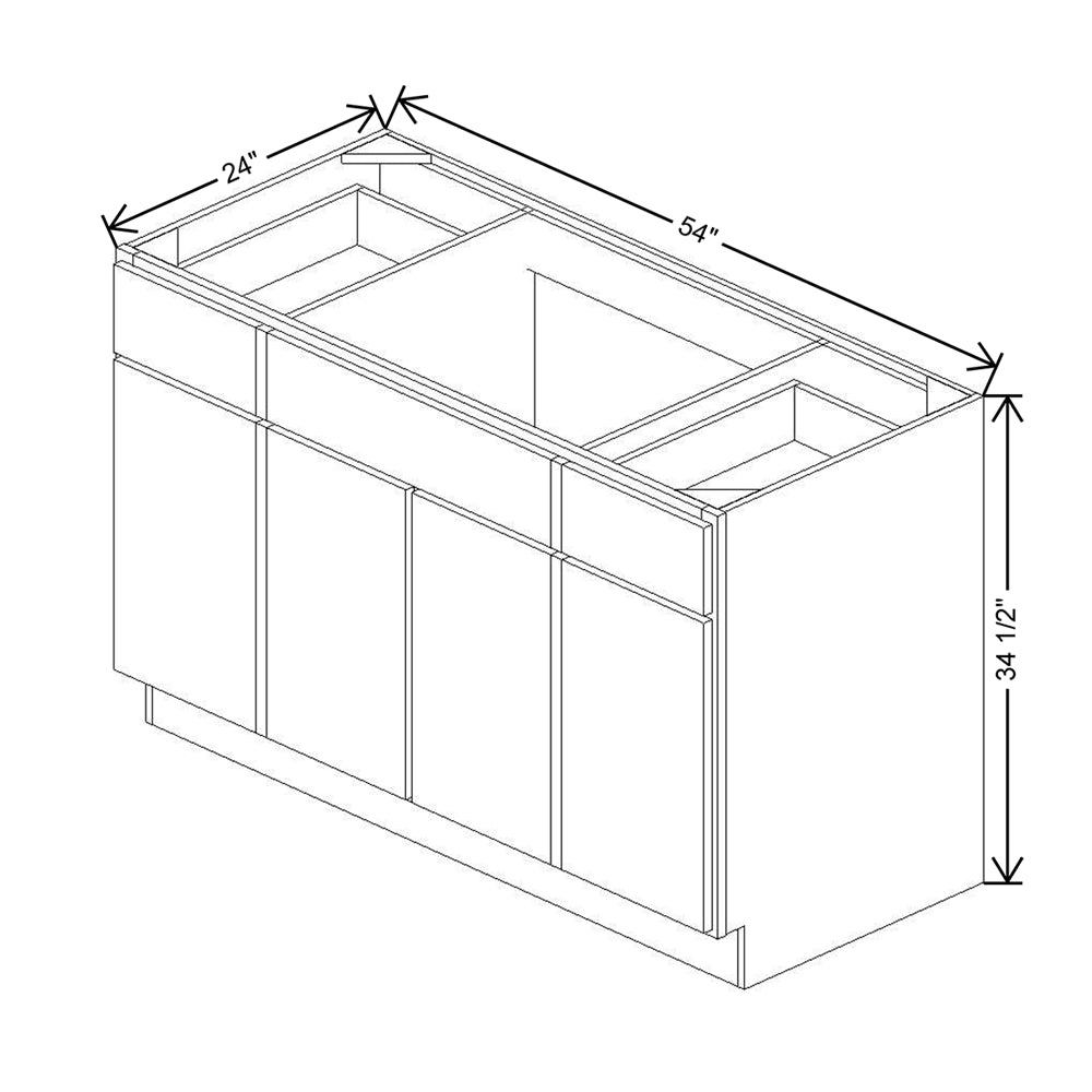 CNC Country Oak Honey 54" W Combination Sink Base Cabinet