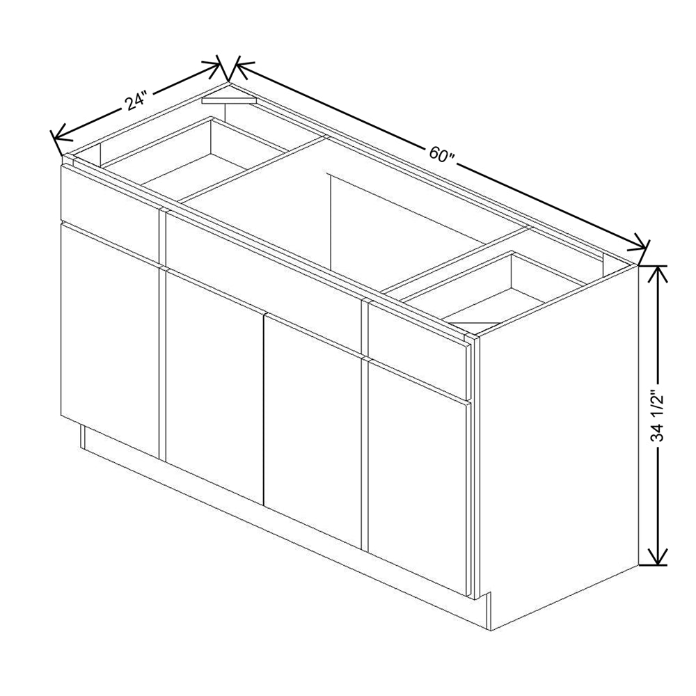 CNC Luxor Smoky Grey 60" W Combination Sink Base Cabinet