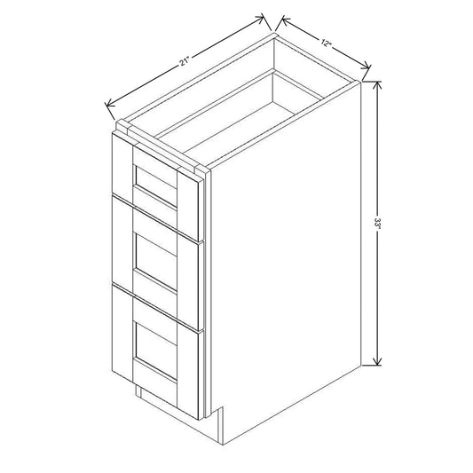 J&K Java Coffee S1 Vanity 3 Drawer Base 12" W x 33" H x 21" D
