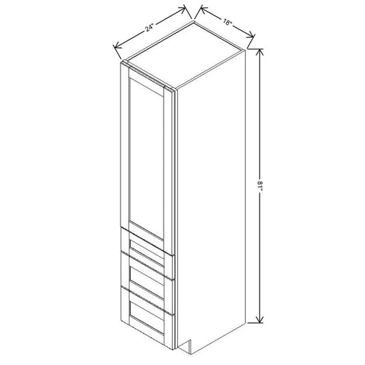 J&K Java Coffee S1 Vanity Linen with bottom Drawers 18" W x 81" H x 24" D