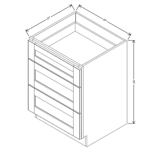 J&K Java Coffee S1 Vanity 3 Drawer Base 24" W x 33" H x 21" D
