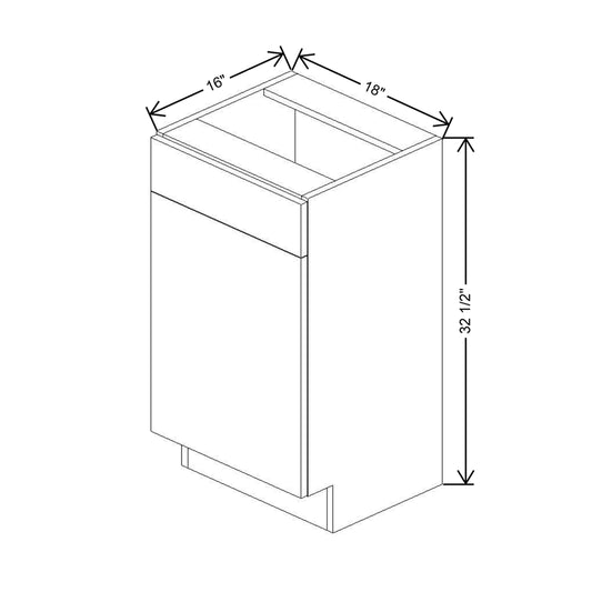 CNC Luxor White 18" W Single Door Vanity Sink Base Cabinet