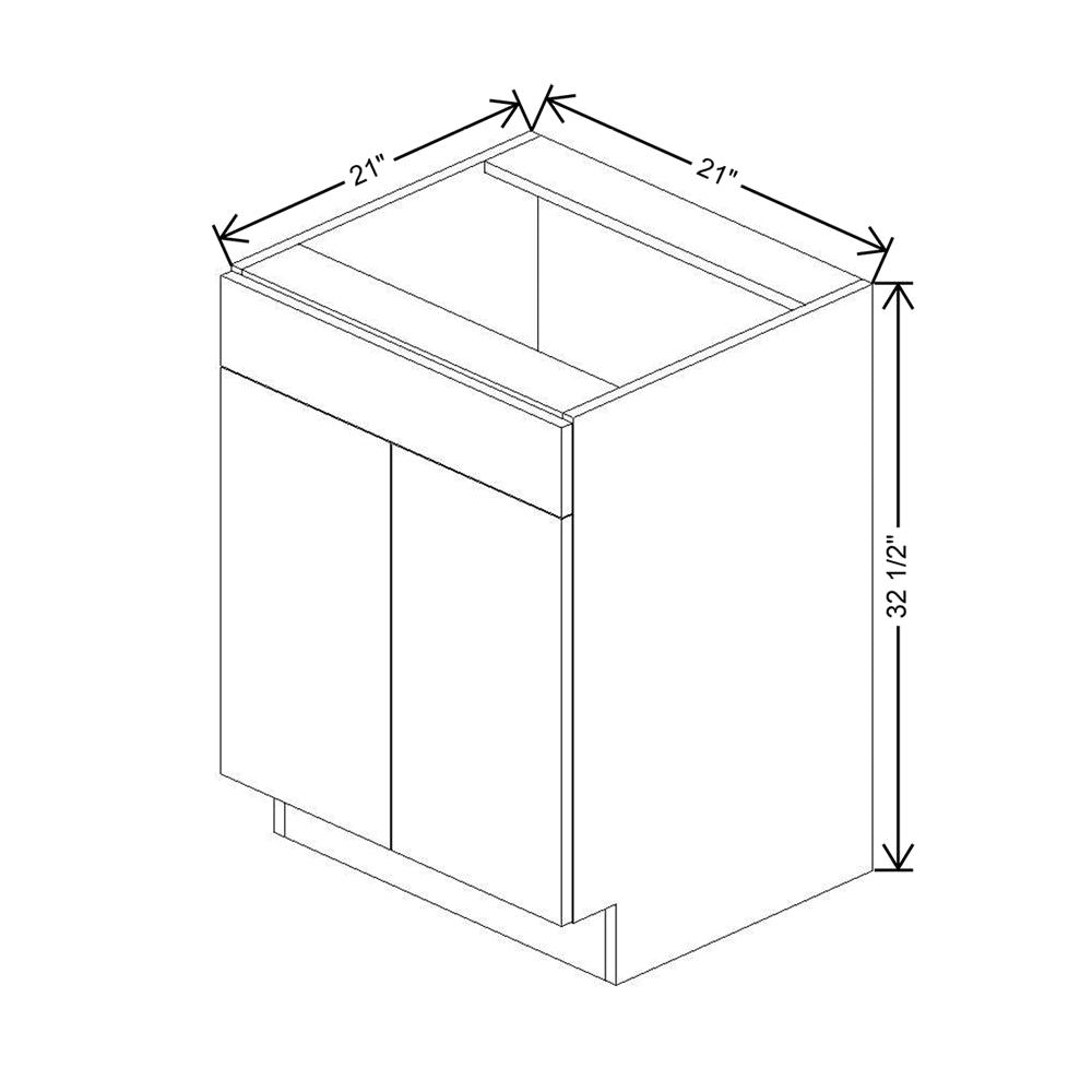 CNC Luxor 5-Piece Smoky Grey 21" W Double Door Vanity Sink Base Cabinet