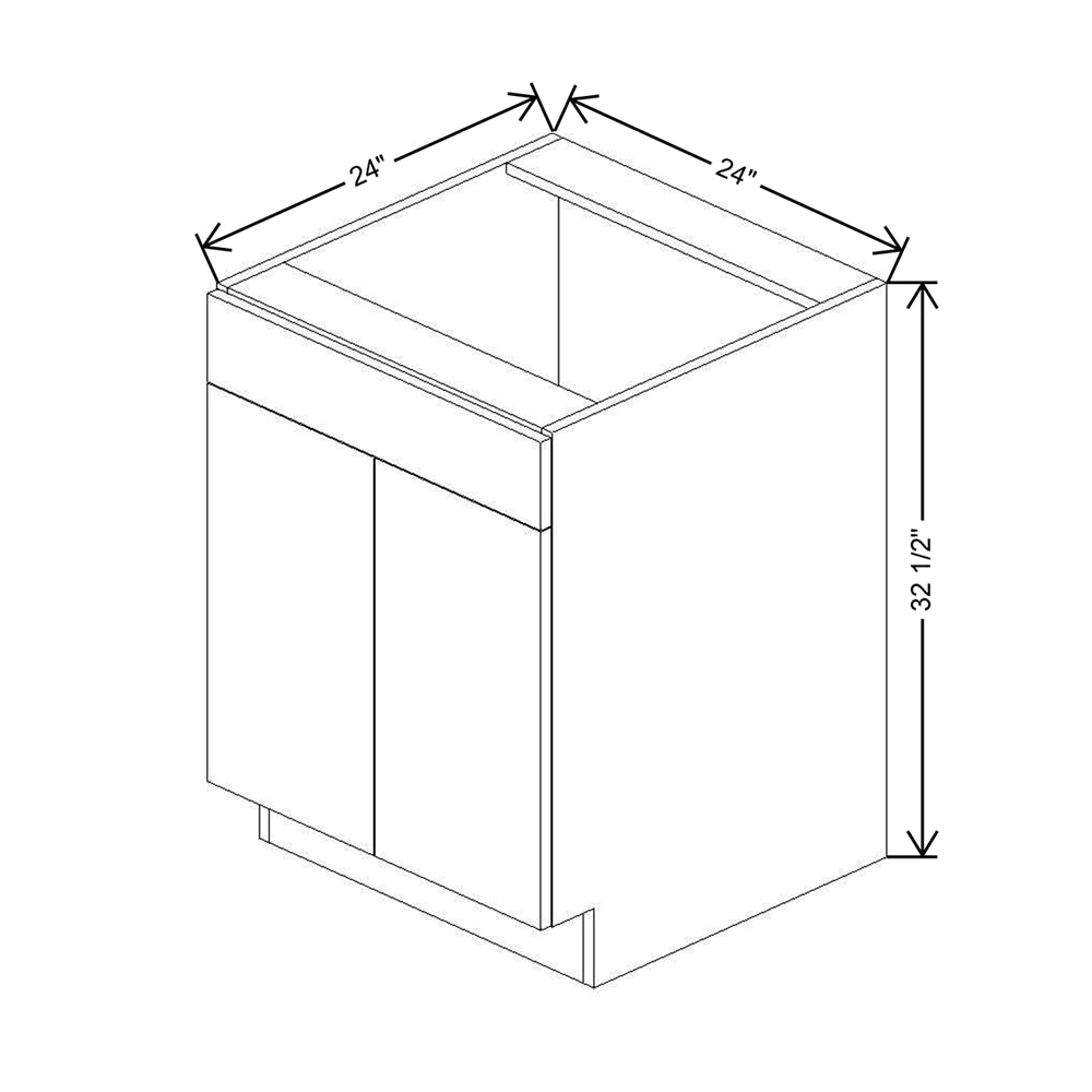 CNC Classic Broadway Silver 24" W Double Door Vanity Sink Base Cabinet