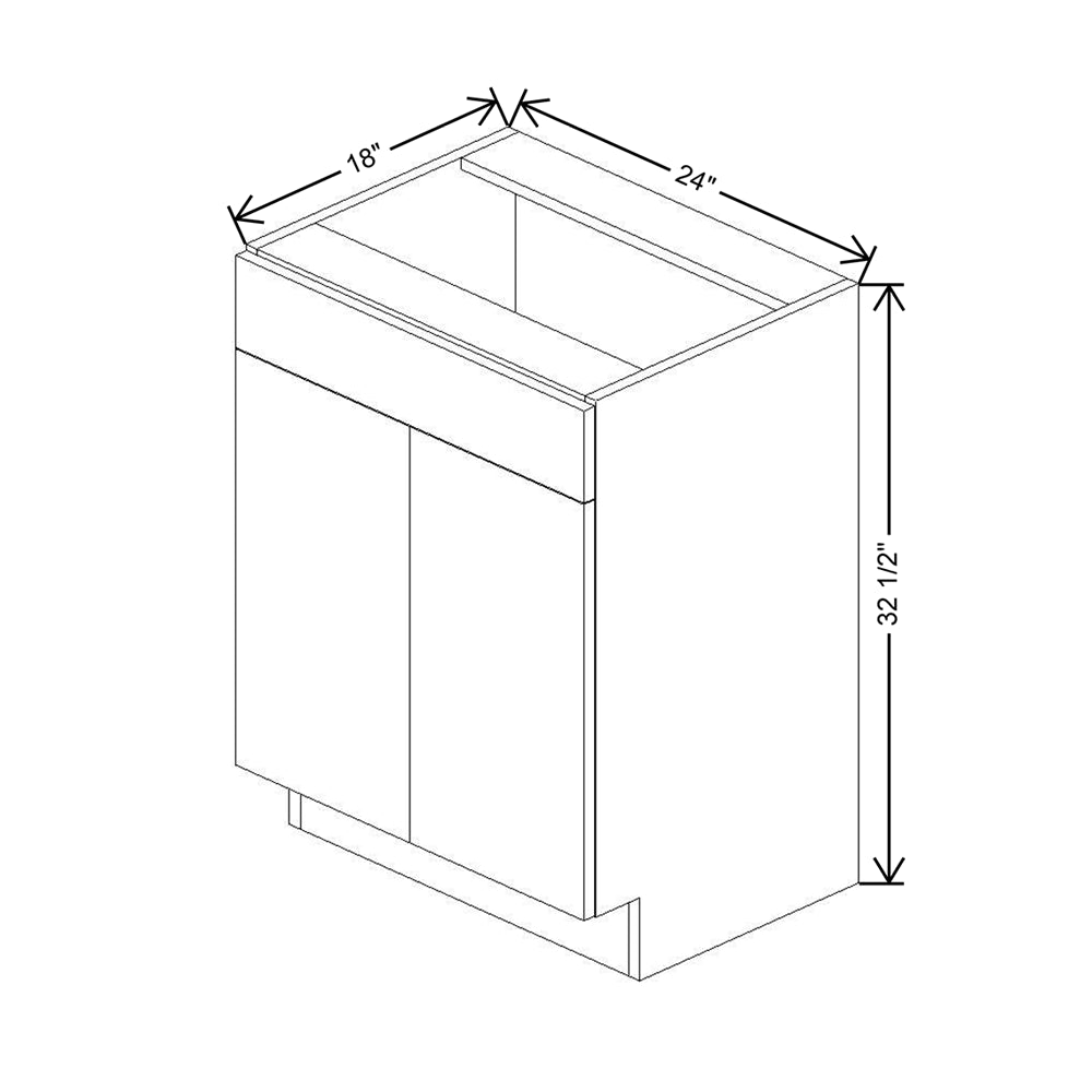 CNC Luxor 5-Piece Misty Grey 24" W Double Door Vanity Sink Base Cabinet