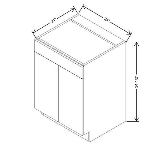 CNC Luxor White 24" W X 34 1/2" H X 21" D Double Door Vanity Sink Base Cabinet