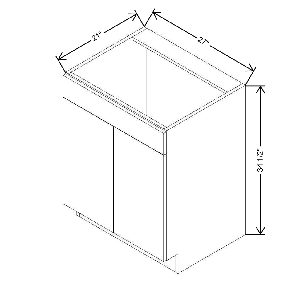 CNC Luxor 5-Piece White 27" W X 34 1/2" H X 21" D Double Door Vanity Sink Base Cabinet