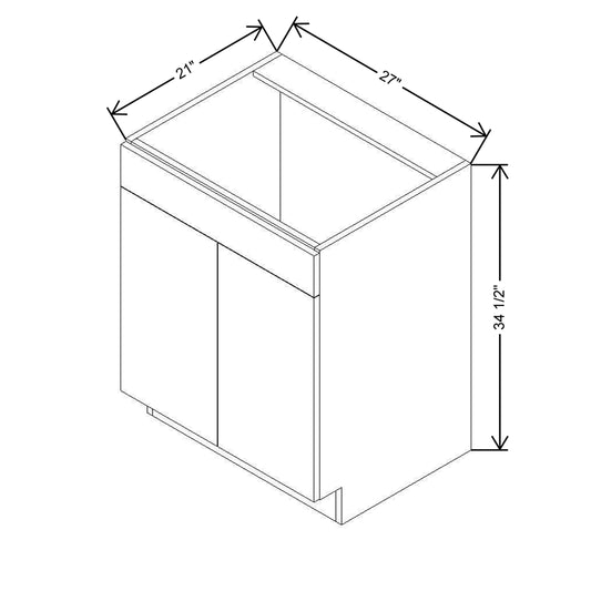CNC Luxor 5-Piece White 27" W X 34 1/2" H X 21" D Double Door Vanity Sink Base Cabinet