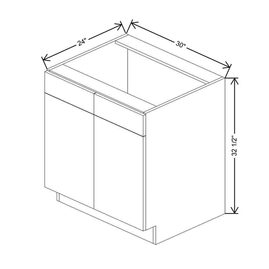 CNC Classic Milano Snow 30" W Double Door Vanity Sink Base Cabinet