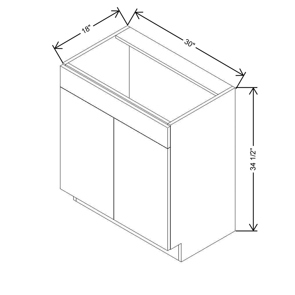 CNC Luxor 5-Piece White 30" W X 34 1/2" H X 18" D Double Door Vanity Sink Base Cabinet