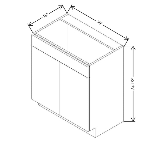 CNC Classic Versailles White 30" W x 34 1/2" H X 18" D Double Door Vanity Sink Base Cabinet