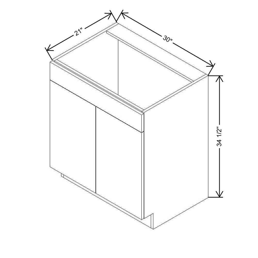 CNC Luxor 5-Piece White 30" W X 34 1/2" H X 21" D Double Door Vanity Sink Base Cabinet