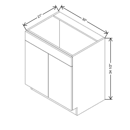 CNC Classic Versailles White 30" W x 34 1/2" H X 21" D Double Door Vanity Sink Base Cabinet