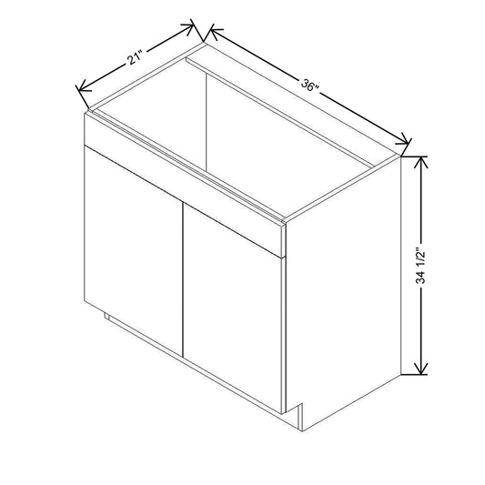 CNC Luxor White 36" W X 34 1/2" H X 21" D Double Door Vanity Sink Base Cabinet