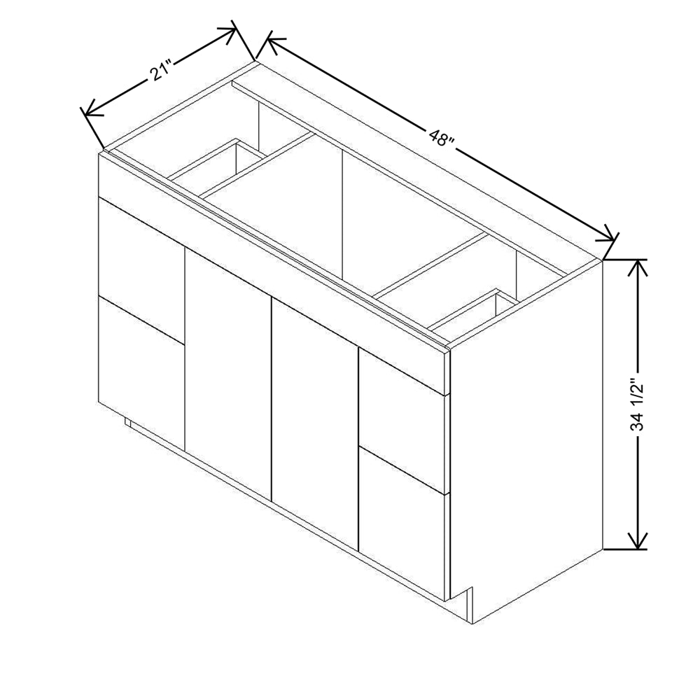 CNC Concord Newport White 48" W Double Door 4 Drawers Vanity Sink Base Cabinet