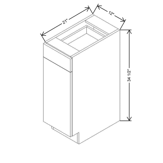 CNC Luxor 5-Piece White 12" W Single Door Vanity Base Cabinet