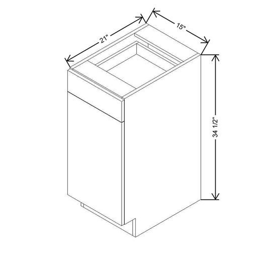 CNC Luxor 5-Piece White 15" W Single Door Vanity Base Cabinet