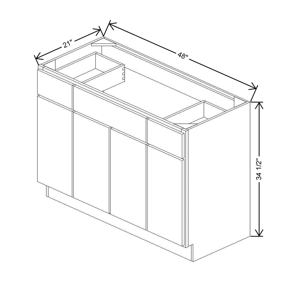 CNC Luxor White 48" W Four Door Vanity Base Cabinet
