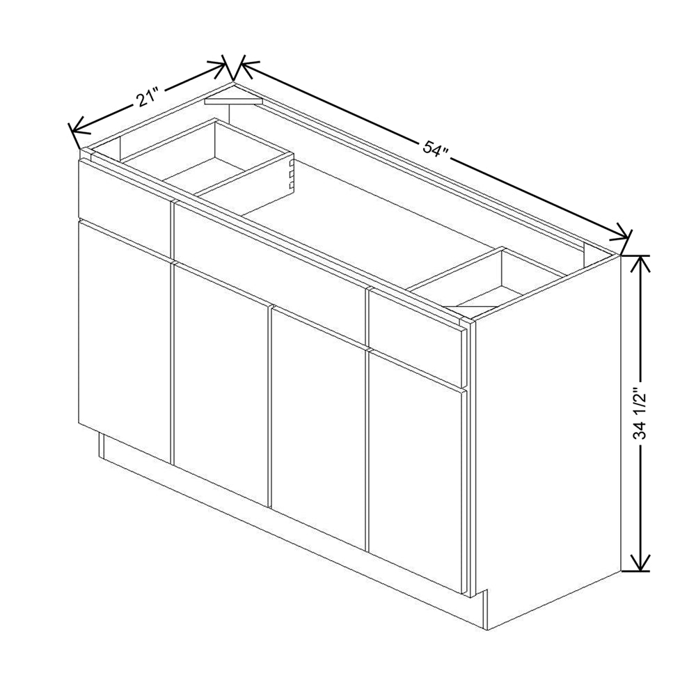CNC Luxor White 54" W Four Door Vanity Base Cabinet