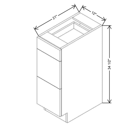 CNC Luxor 5-Piece White 12" W Vanity Drawer Base Cabinet