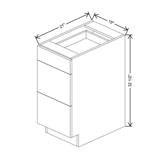 CNC Luxor 5-Piece White 15" W Vanity Drawer Base Cabinet - Handicap Accessible
