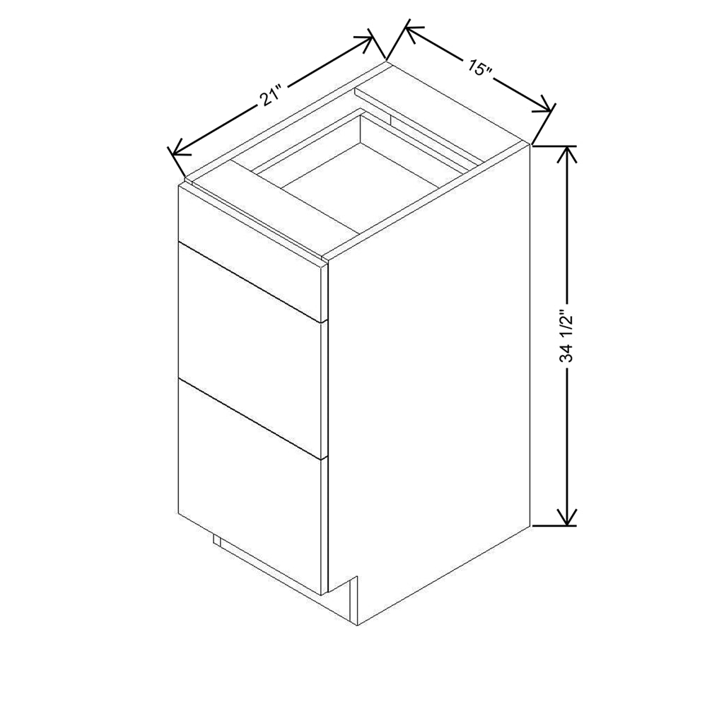 CNC Luxor 5-Piece White 15" W Vanity Drawer Base Cabinet