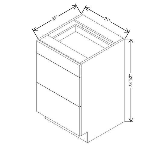 CNC Luxor 5-Piece White 21" W Vanity Drawer Base Cabinet