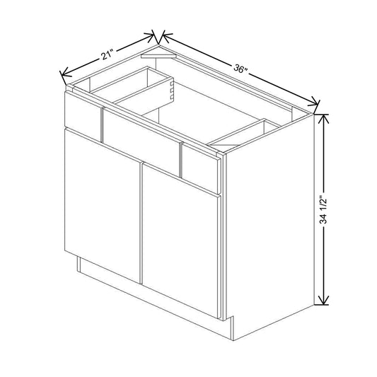 CNC Luxor 5-Piece White 36" W 2 Drawer Vanity Sink Base Cabinet