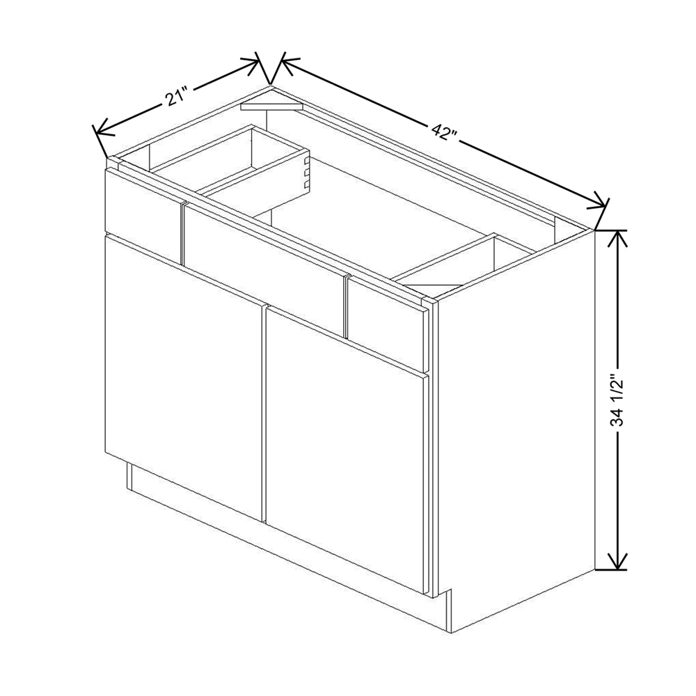 CNC Luxor 5-Piece White 42" W 2 Drawer Vanity Sink Base Cabinet