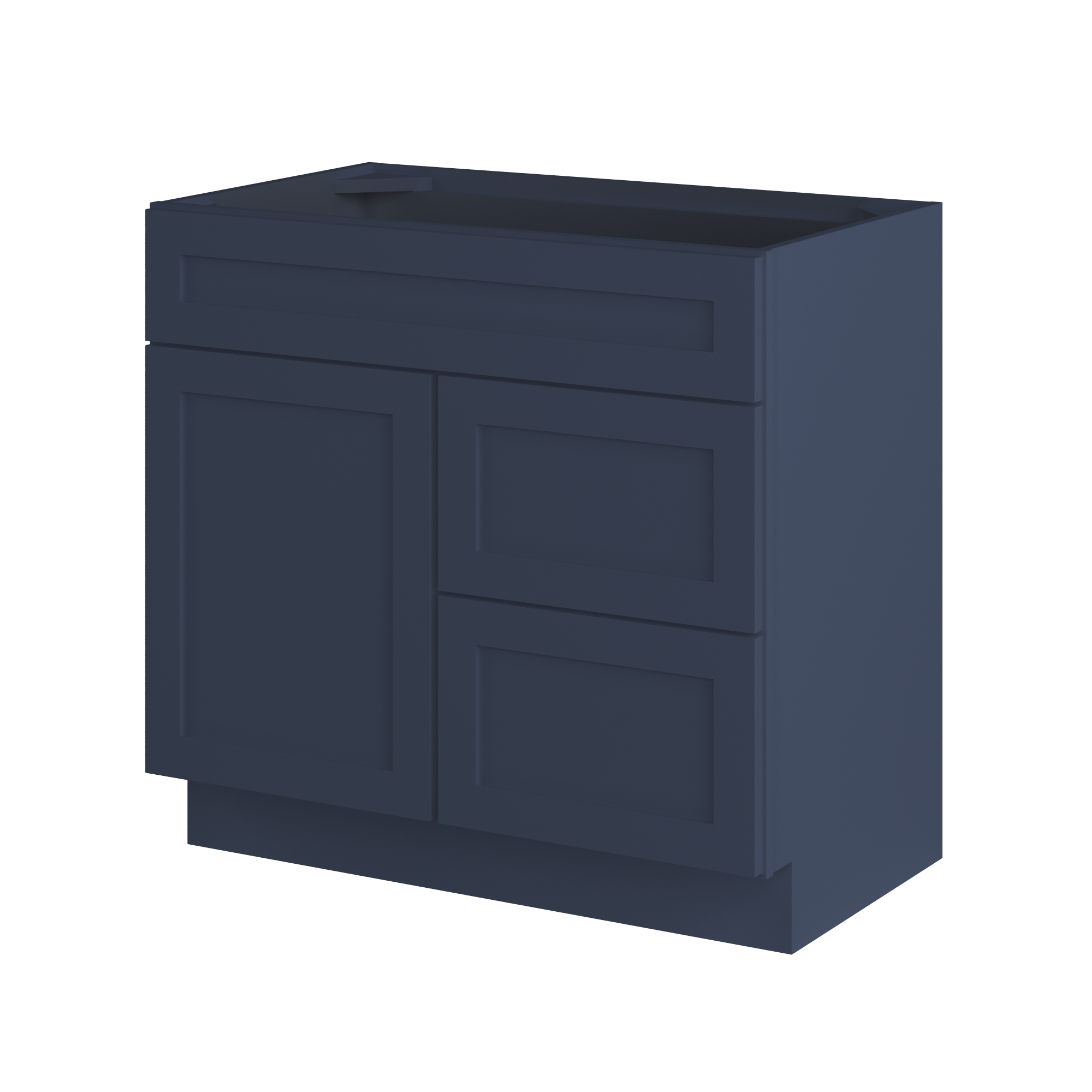 Vanity Sink Base Cabinet with Right Drawers 30 Inch Wide x 21 Inch Deep x 34 1/2 Inch High Danbury Blue Series