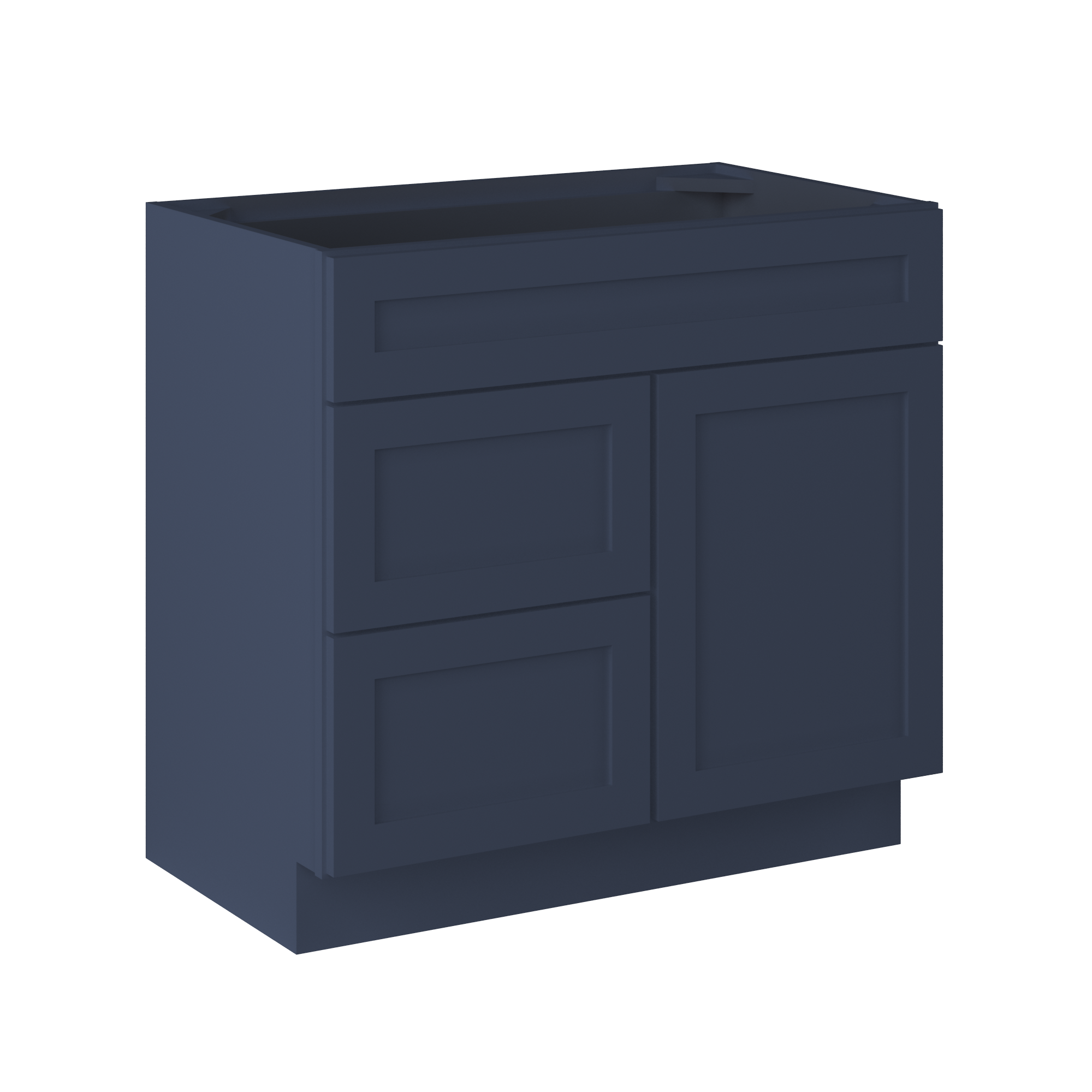 Vanity Sink Base Cabinet with Left Drawers 30 Inch Wide x 21 Inch Deep x 34 1/2 Inch High Danbury Blue Series