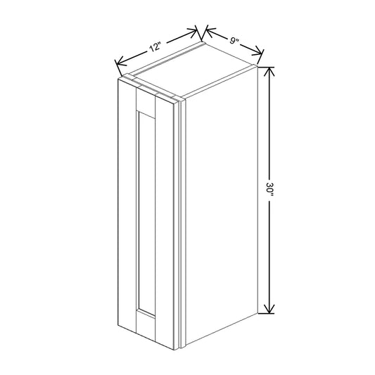 J&K Dove E1 Single Door Wall Cabinet - 09" W x 30" H